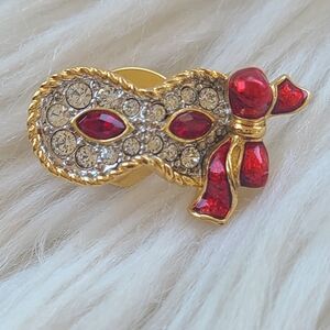 Swarovski Crystal Red Carnival Mask Pin- Excellent Condition